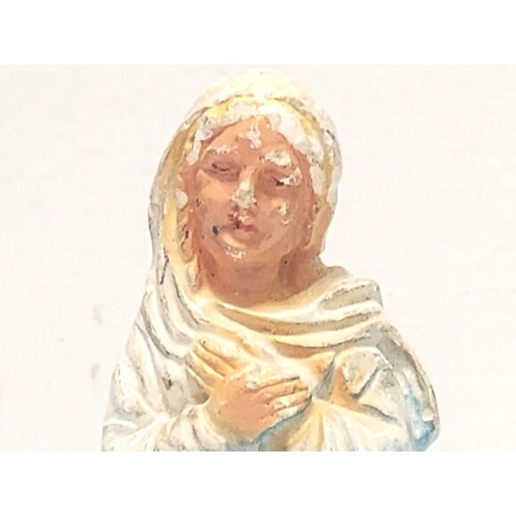 Lot of 2 Vintage Nativity Figurines 4" Scale Chalkware Mary & Wise Man MCM - Picture 11 of 16